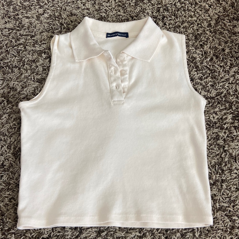 Brandy Melville White Collar Tank